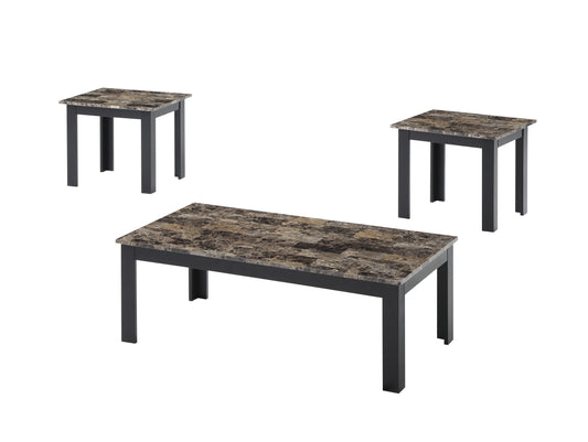 Modern marblelook coffee table with dark gray frame perfect for living rooms
