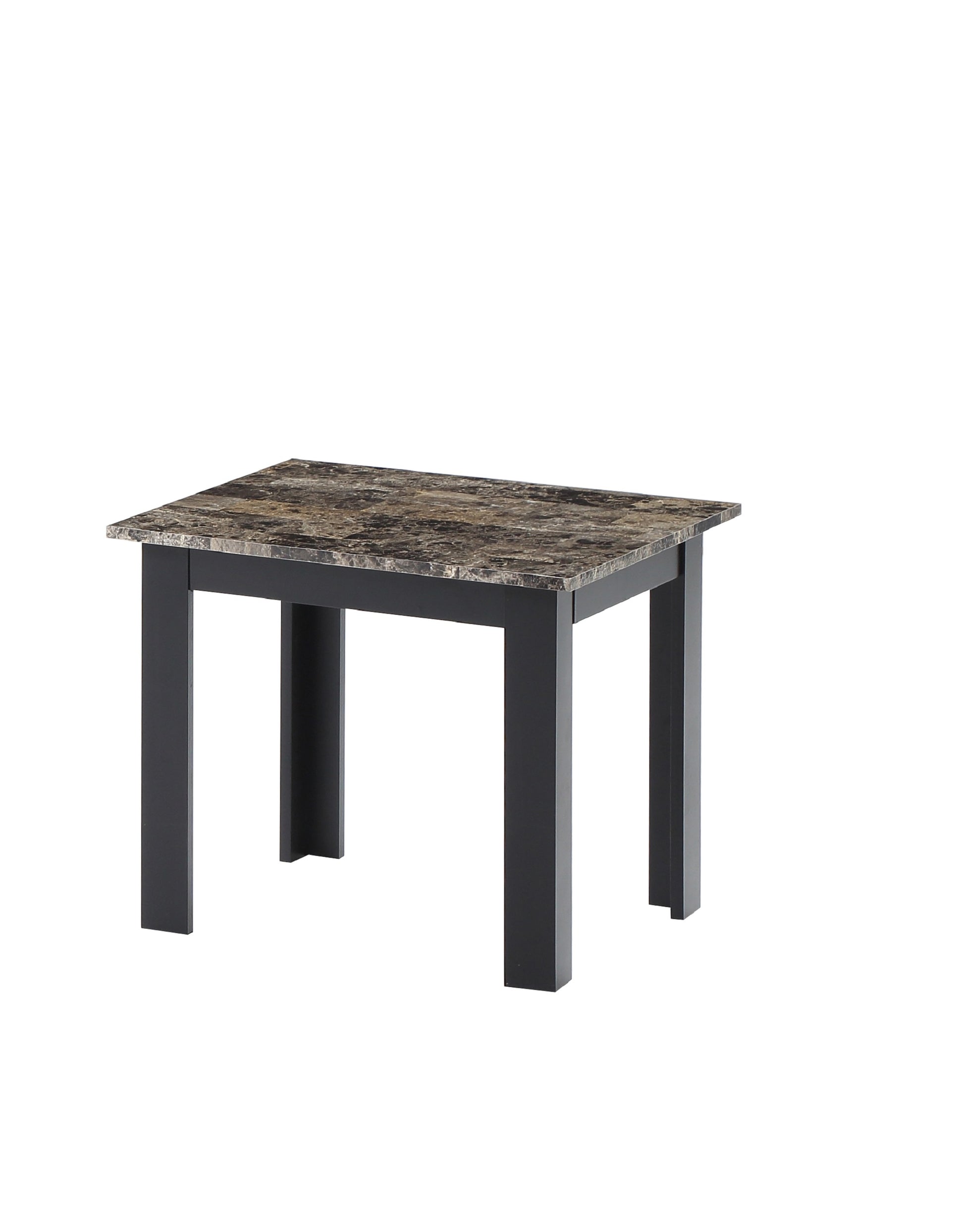 Modern dining table with marbleeffect top and black matte legs perfect for small spaces