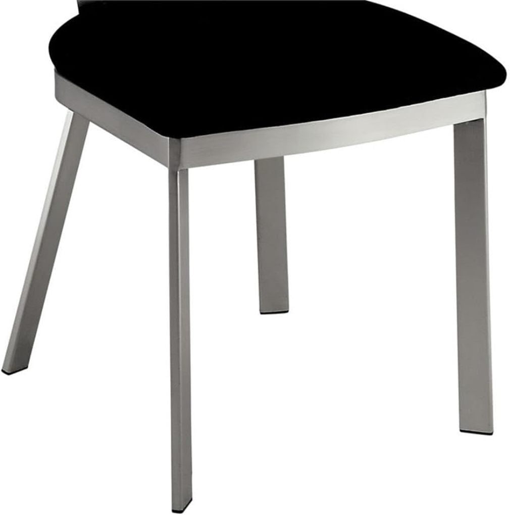 Black velvet stool with brushed metal legs for stylish seating