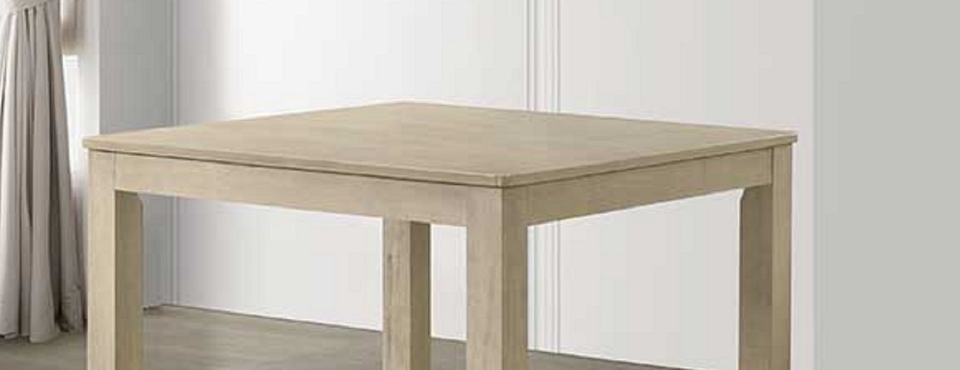 Light oak wood square dining table with simple modern design