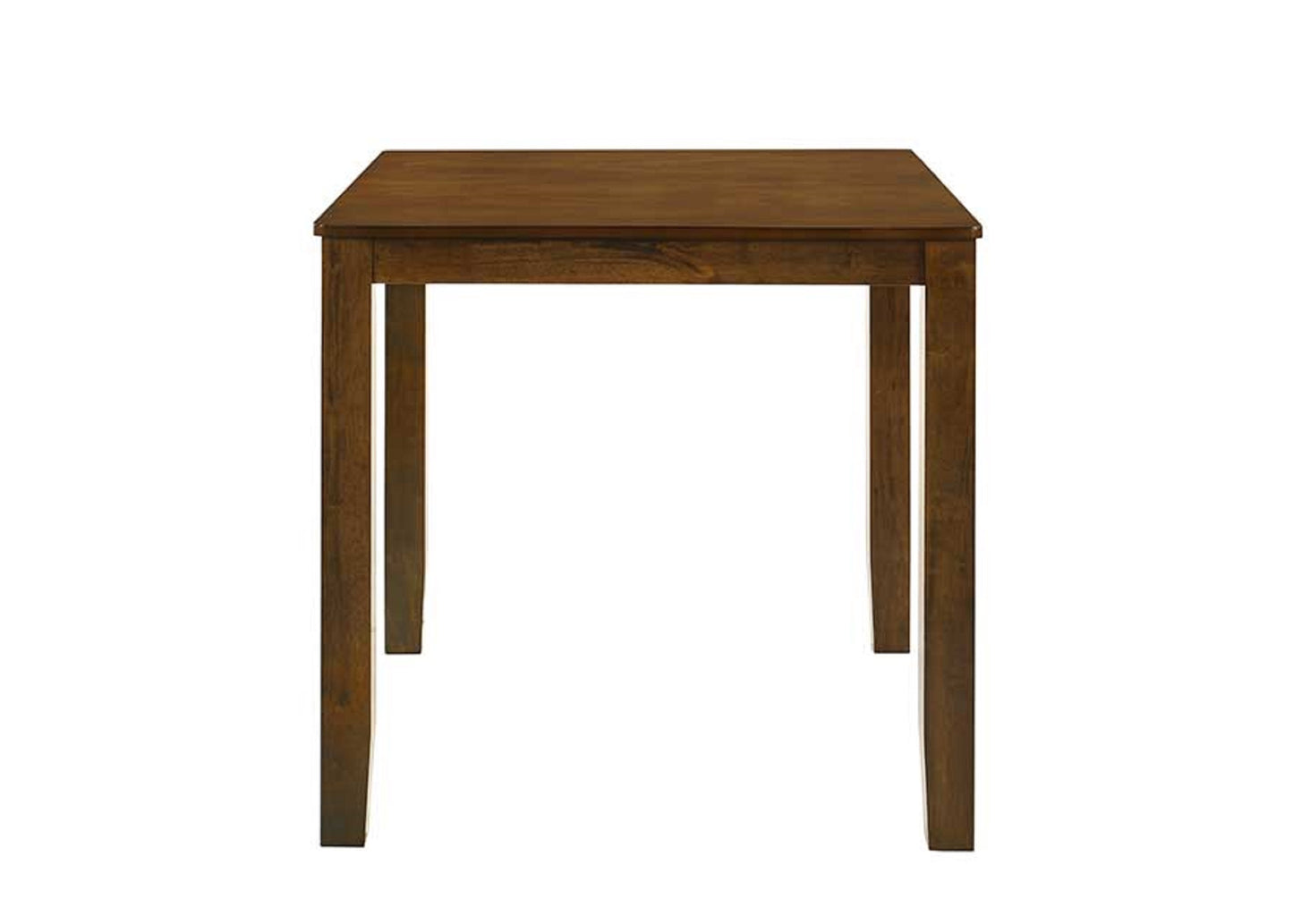Square dark wood dining table with four tapered legs ideal for small spaces