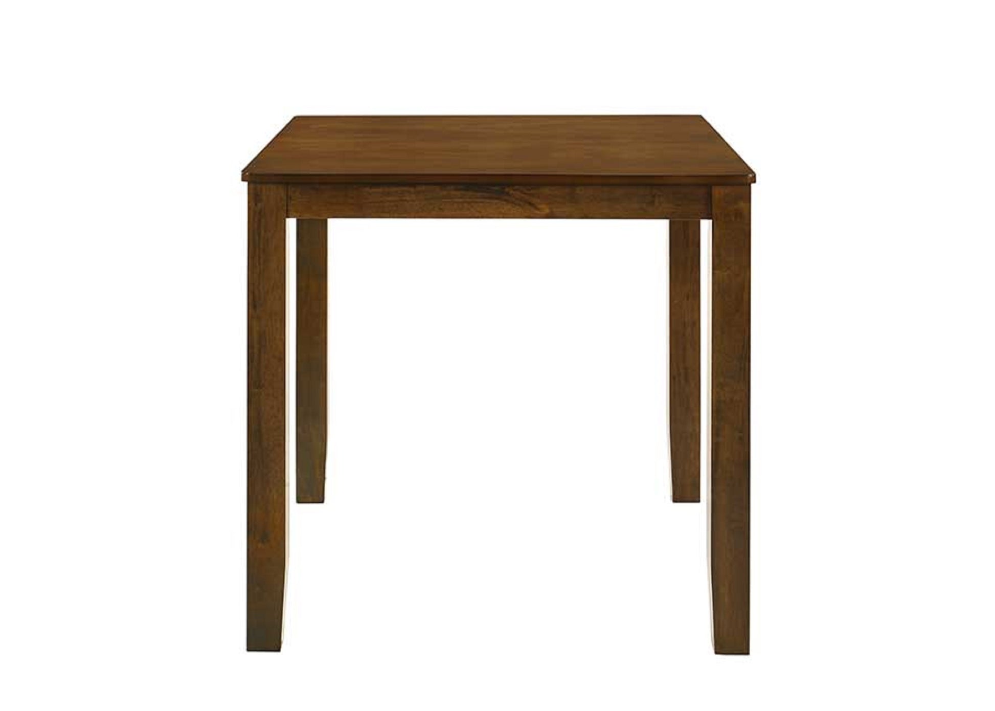 Square dark wood dining table with four tapered legs ideal for small spaces