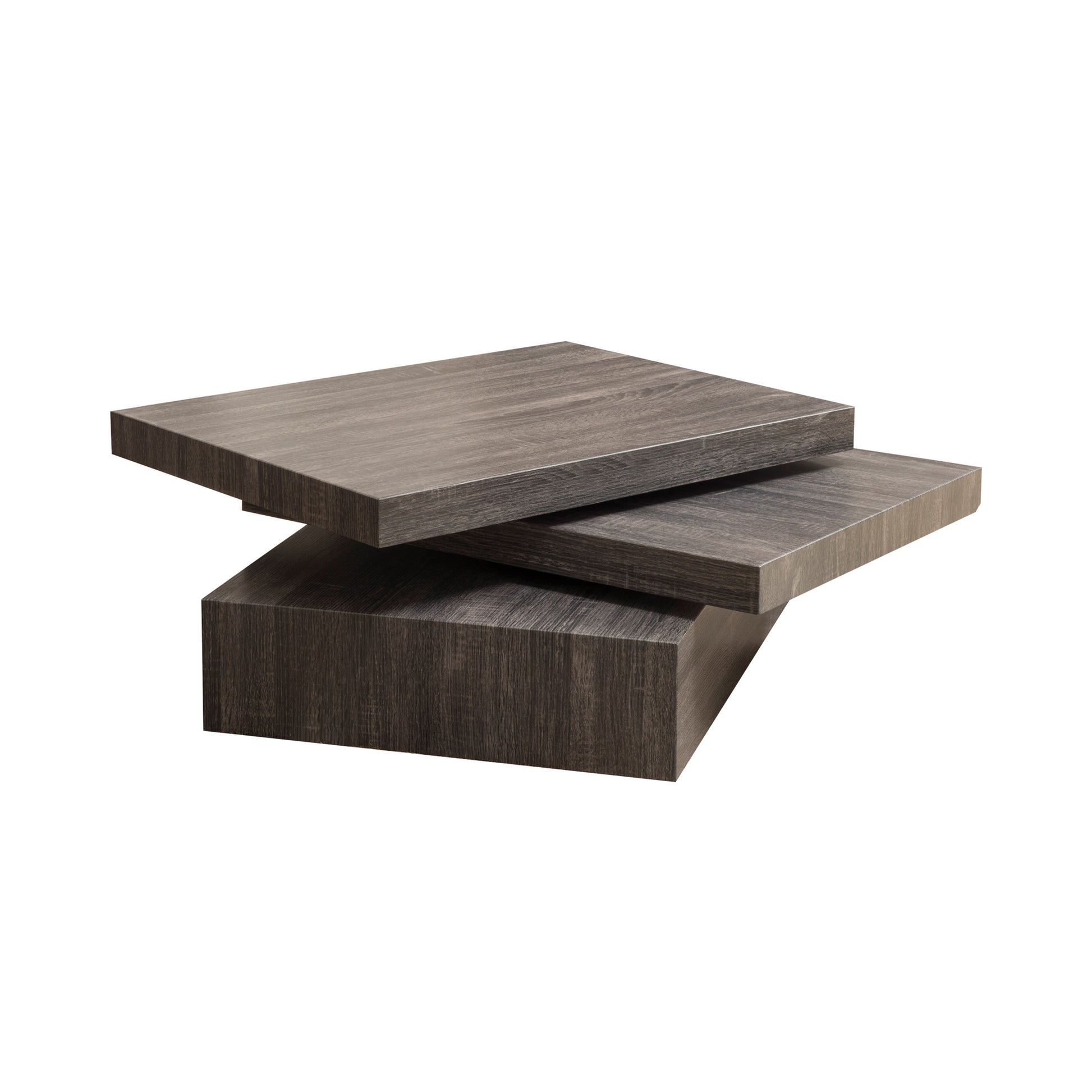 Modern grey wood nesting coffee table with geometric design