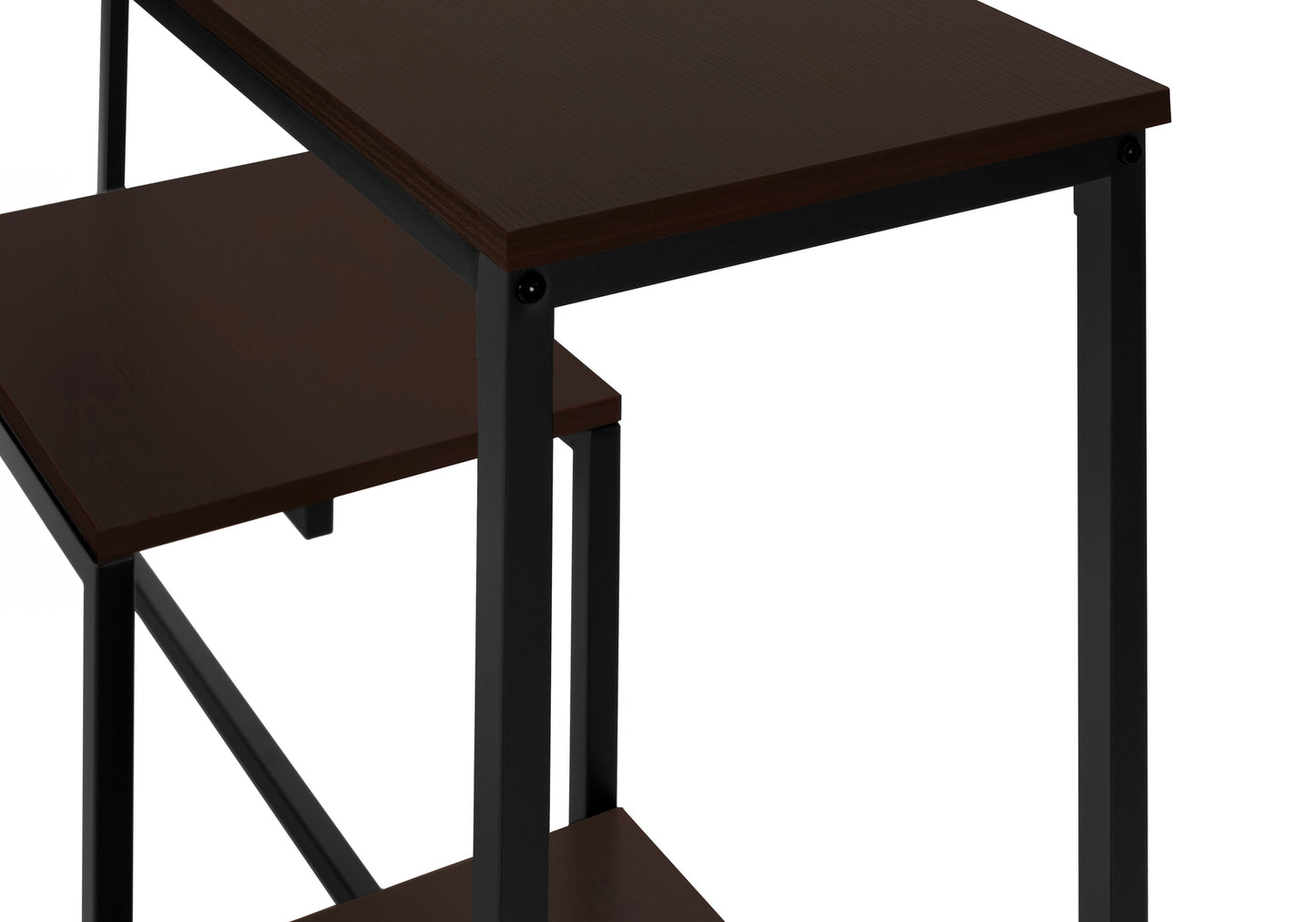 Dark wood shelf unit with black metal frame modern design for home organization