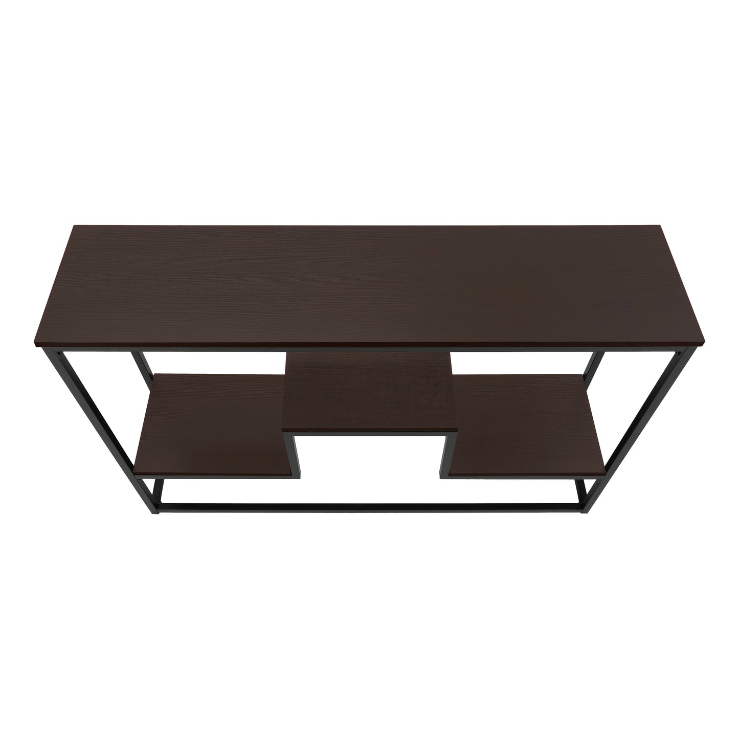 Dark wood tier bookshelf with black metal frame modern industrial design