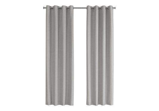 Light gray linen blend grommet curtains two panels for modern living room decor