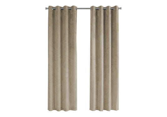 Taupe velvet grommet curtains with a soft texture providing elegant light blocking for any room