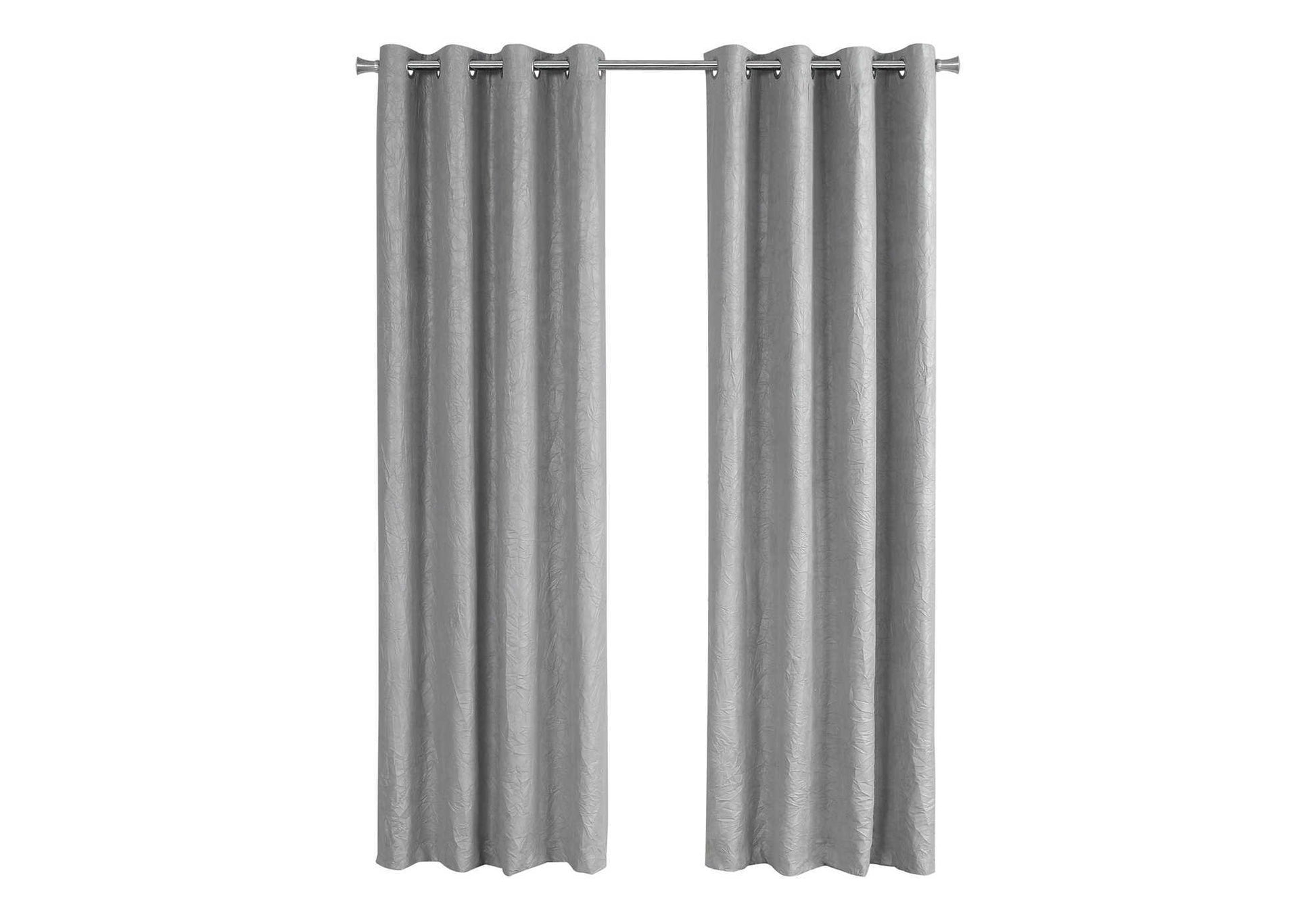 Textured grey grommet curtains with subtle embossed pattern set of two