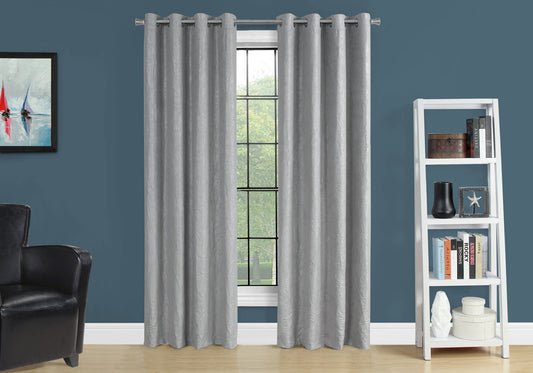 Textured grey blackout curtains with grommet top for privacy