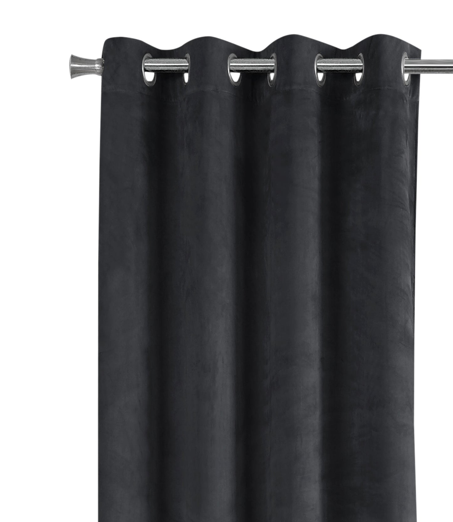 Charcoal grey velvet grommet curtain panel soft textured fabric for modern decor