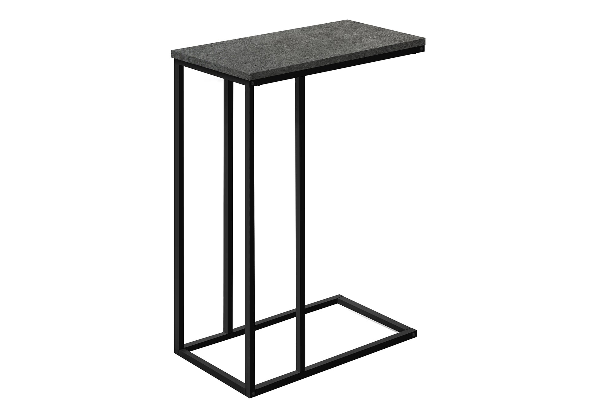 Dark grey speckled modern c table with black metal frame