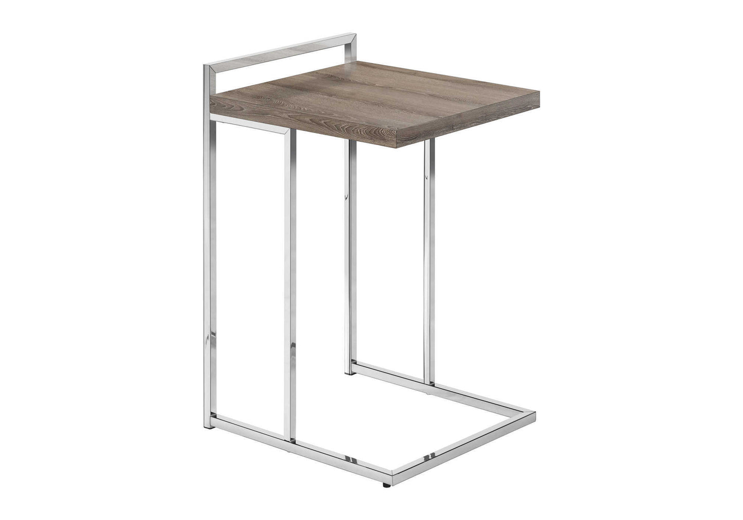 Modern Ctable with rustic wood top and polished chrome frame