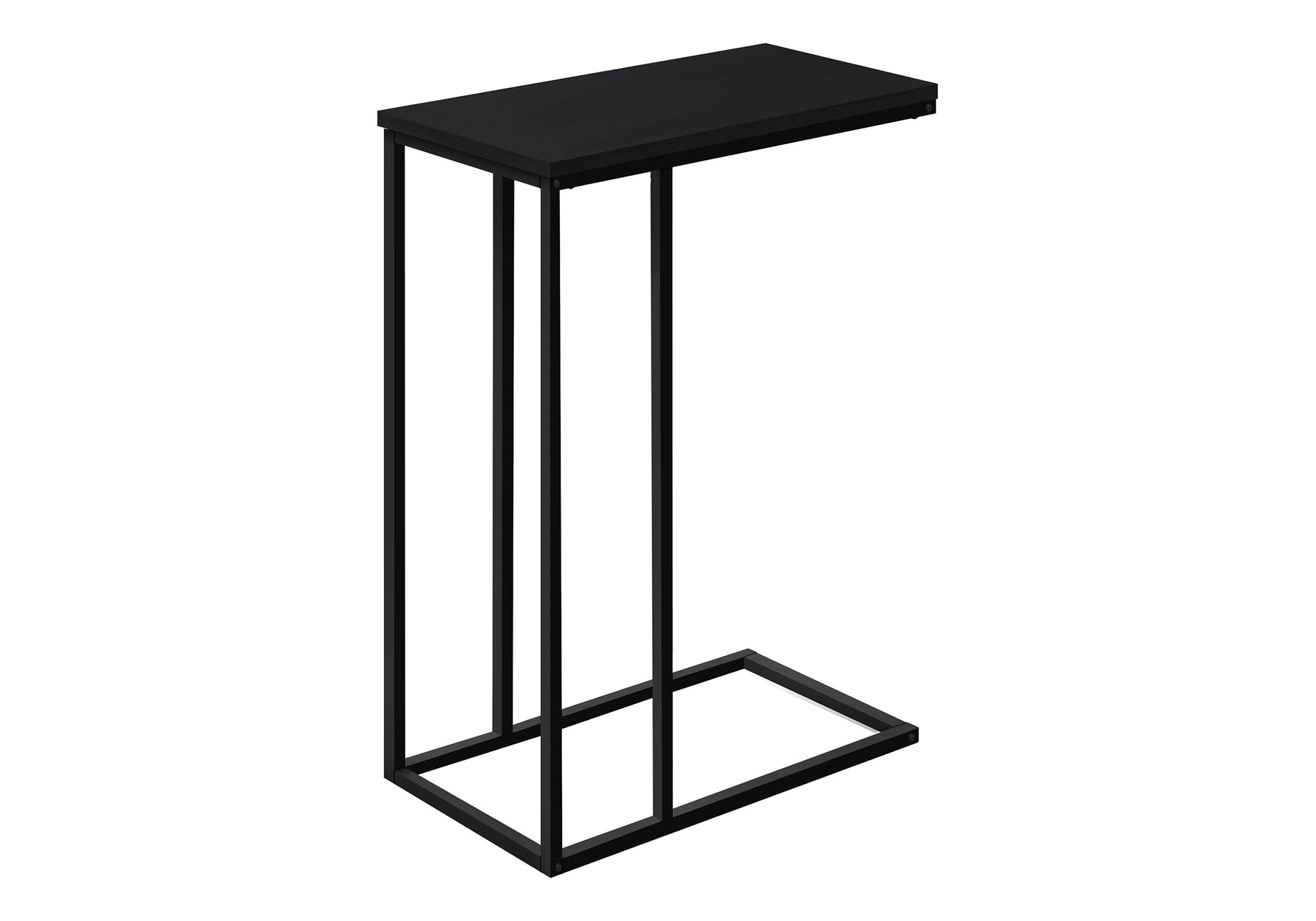 Sleek black metal Ctable with a textured tabletop ideal for bedside or living room use