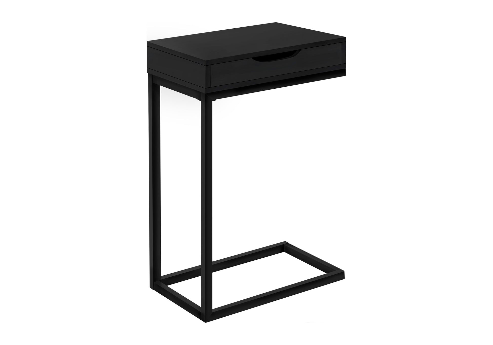 Sleek black ctable with a single drawer perfect for living rooms