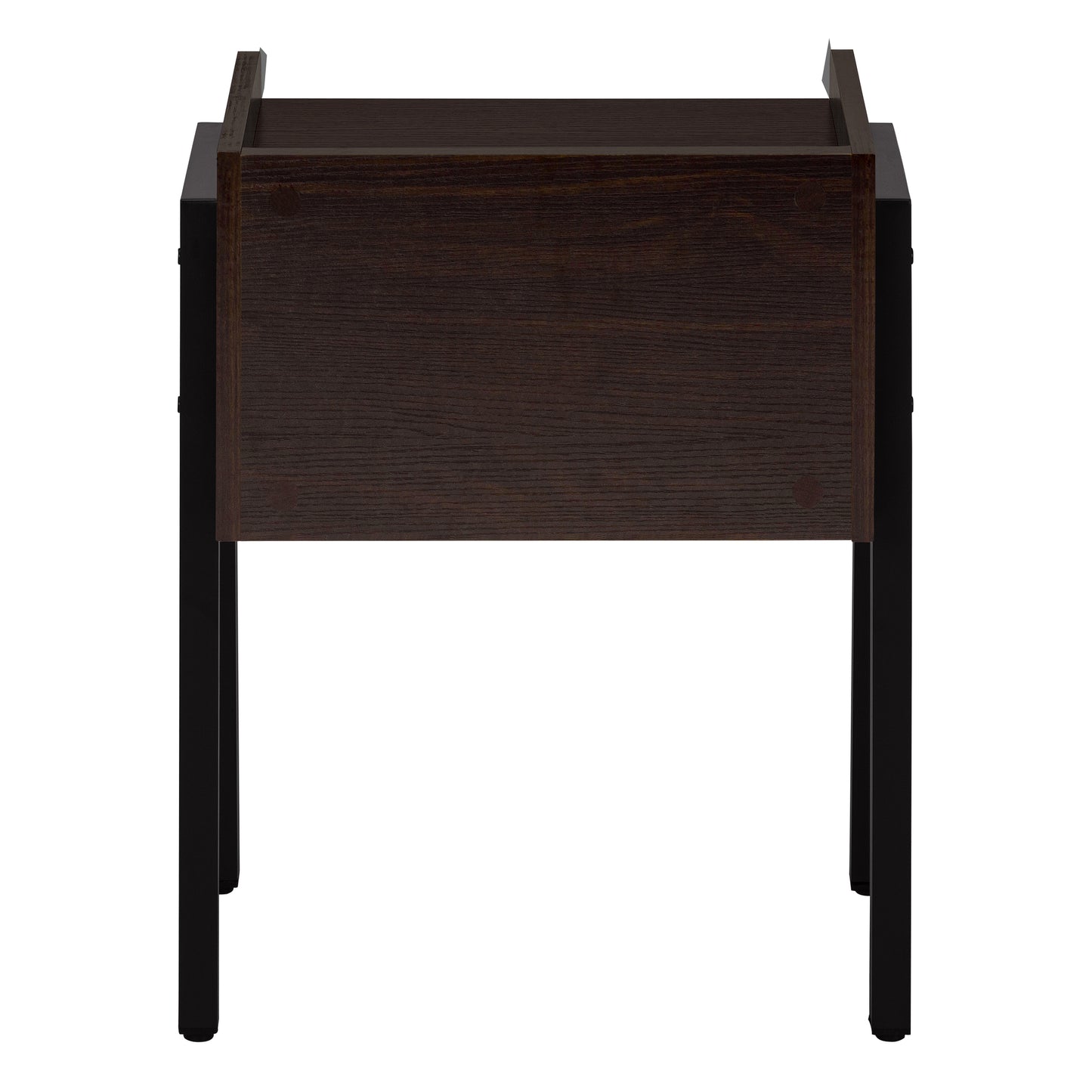 Dark wood plant stand with black metal frame