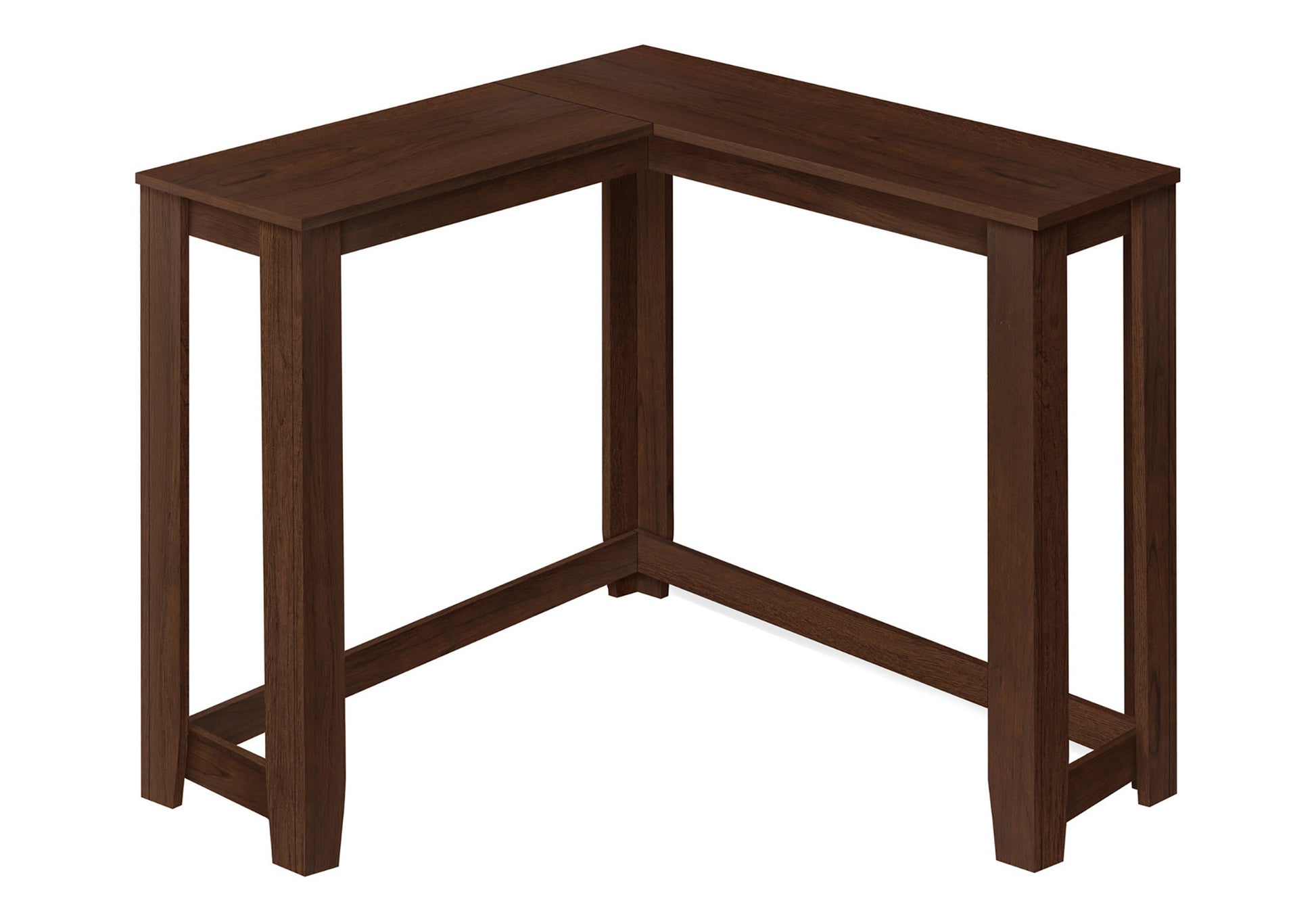 Dark brown corner desk made of wood with a modern design