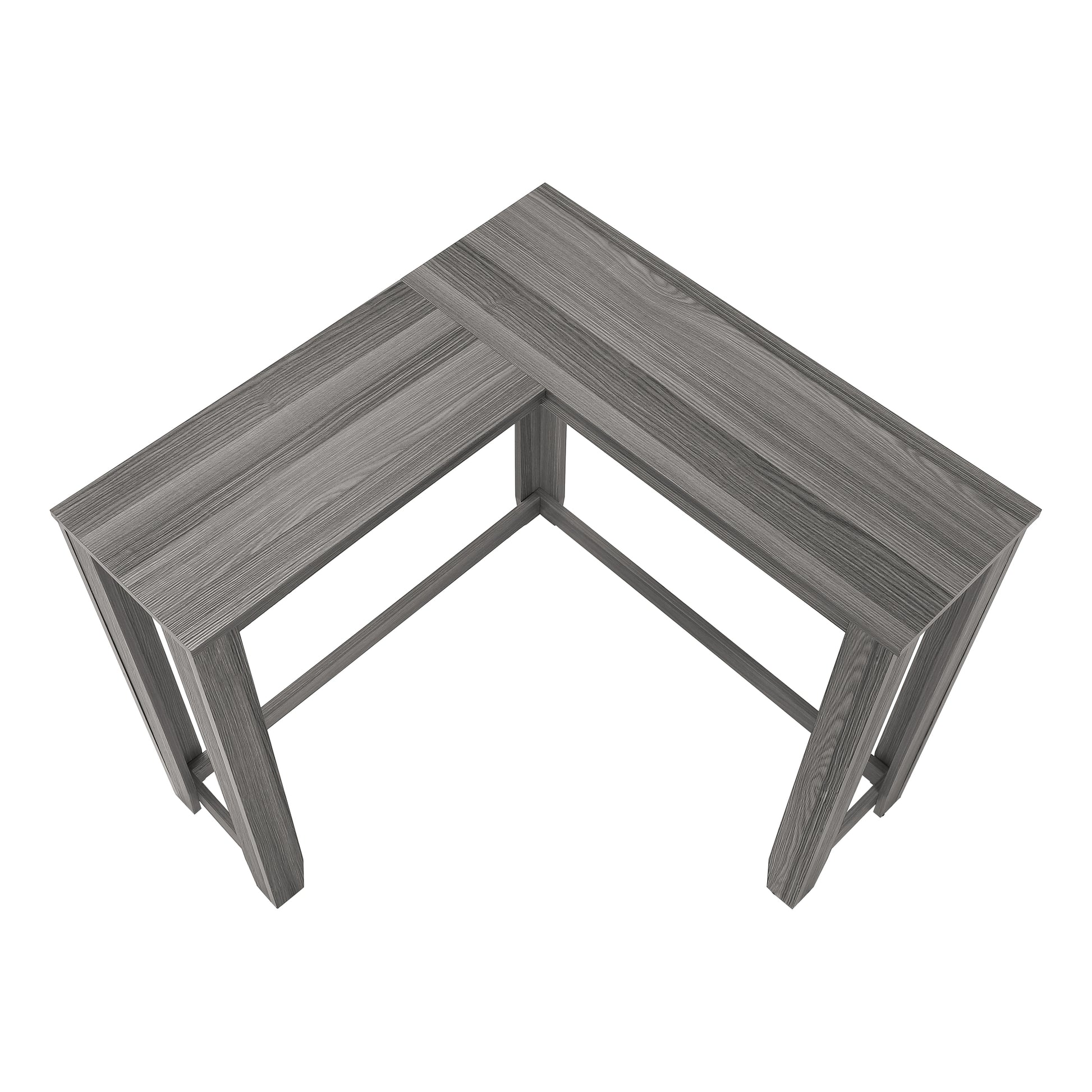 Modern Lshaped desk with a gray wood grain finish perfect for home offices