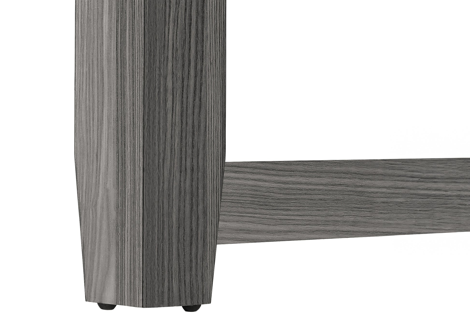 Modern grey wood textured table leg with rounded foot