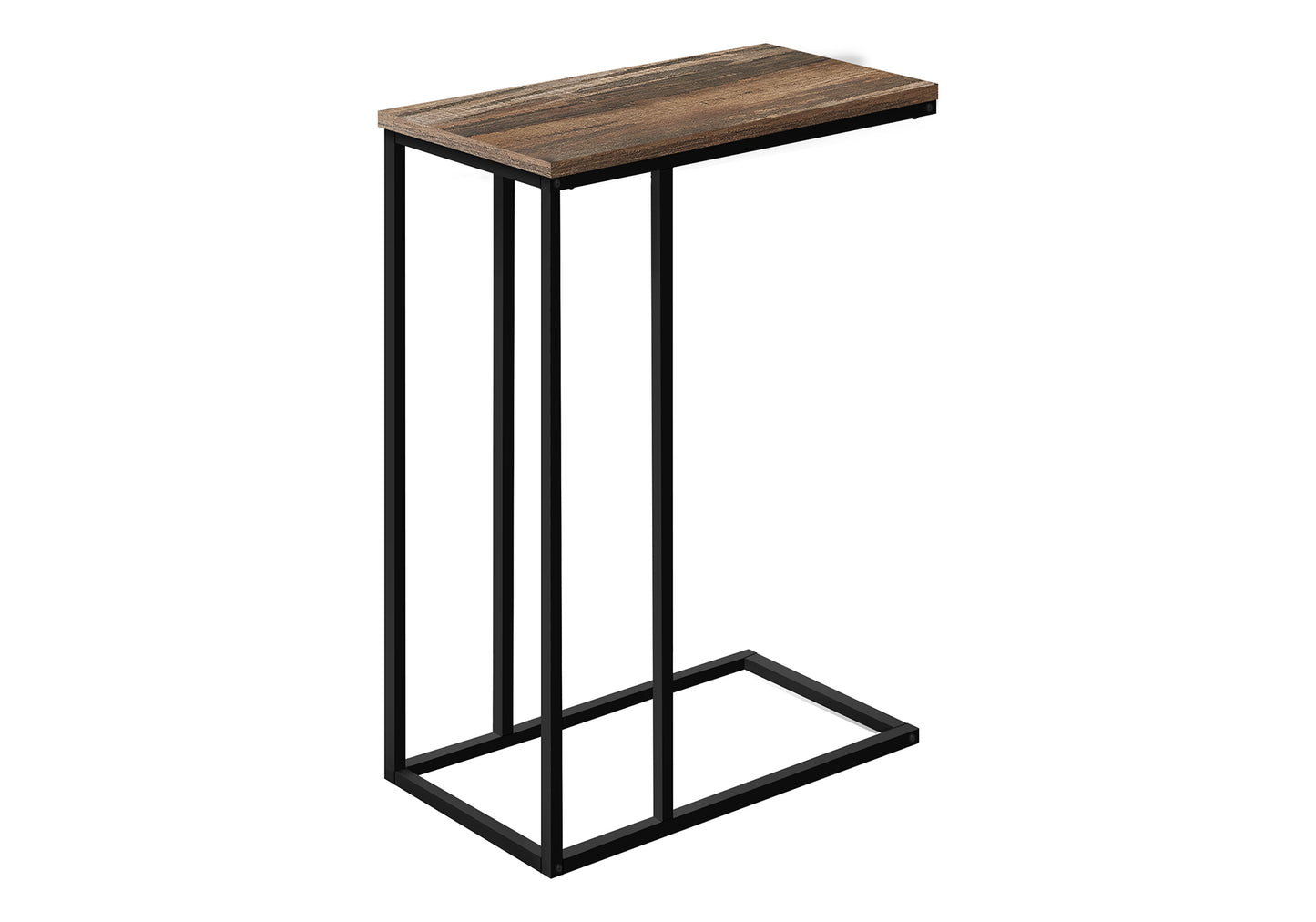 Rustic wood grain ctable with black metal frame perfect for small spaces