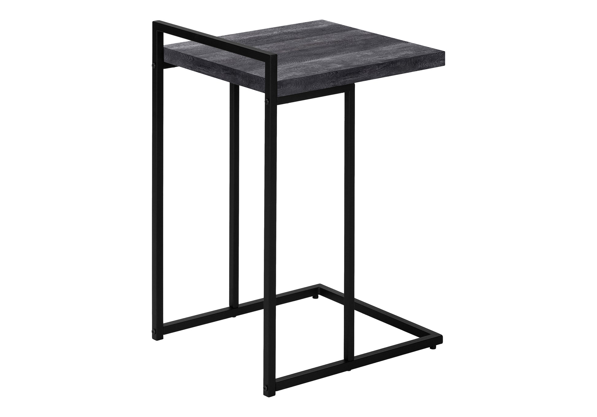 Charcoal wood effect top C table with black metal frame