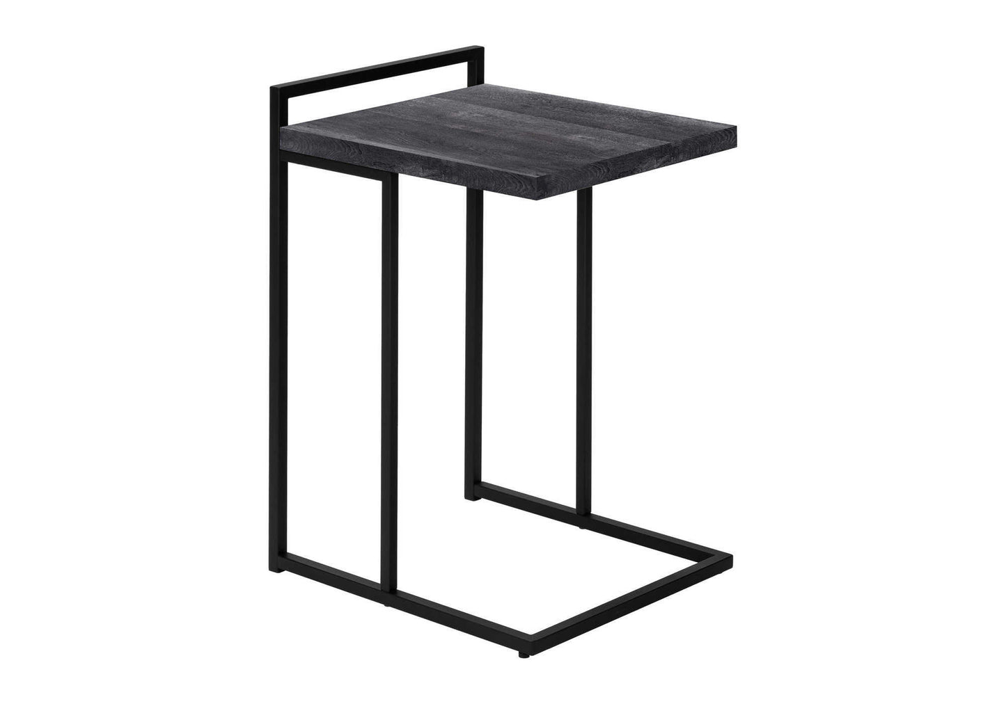 Dark wood C table with black metal frame modern design for living rooms