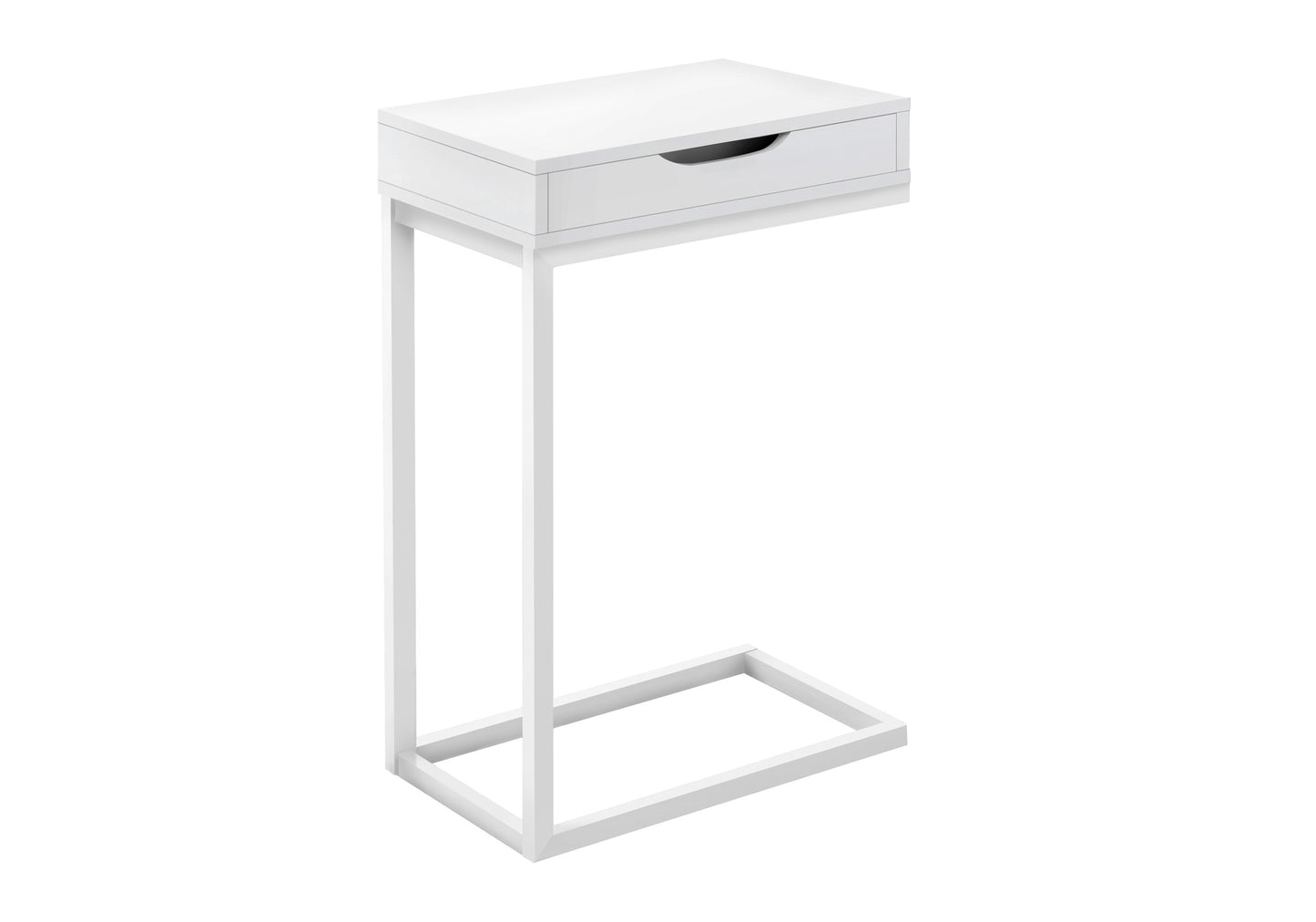 White Ctable with a minimalist design and a single drawer for modern living room organization