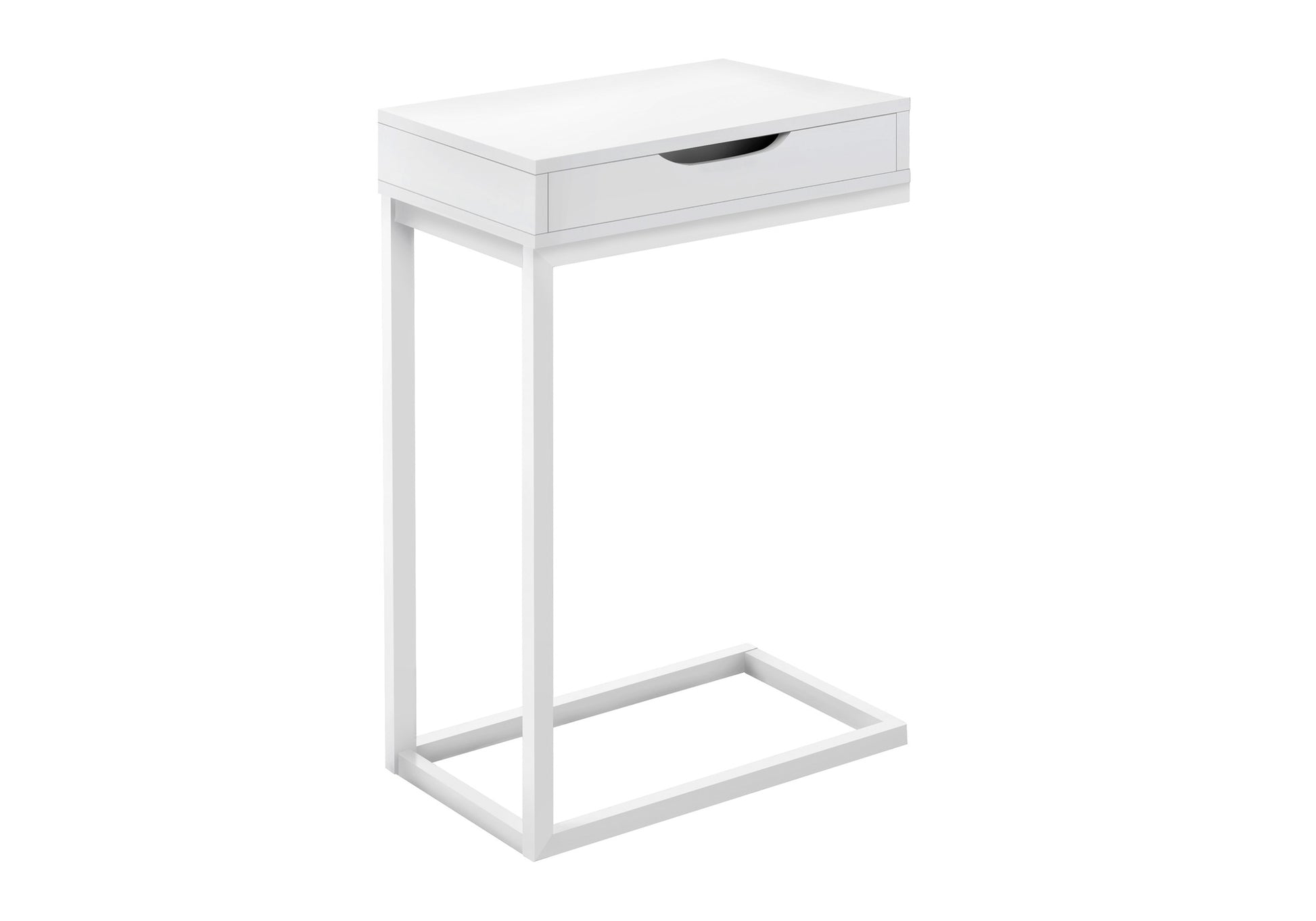 White Ctable with a minimalist design and a single drawer for modern living room organization
