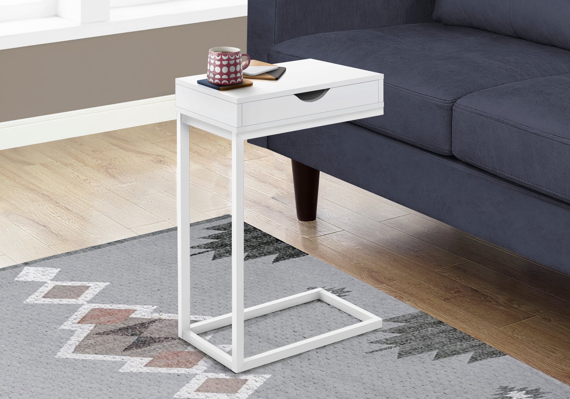 White Ctable with drawer perfect for sofa side use
