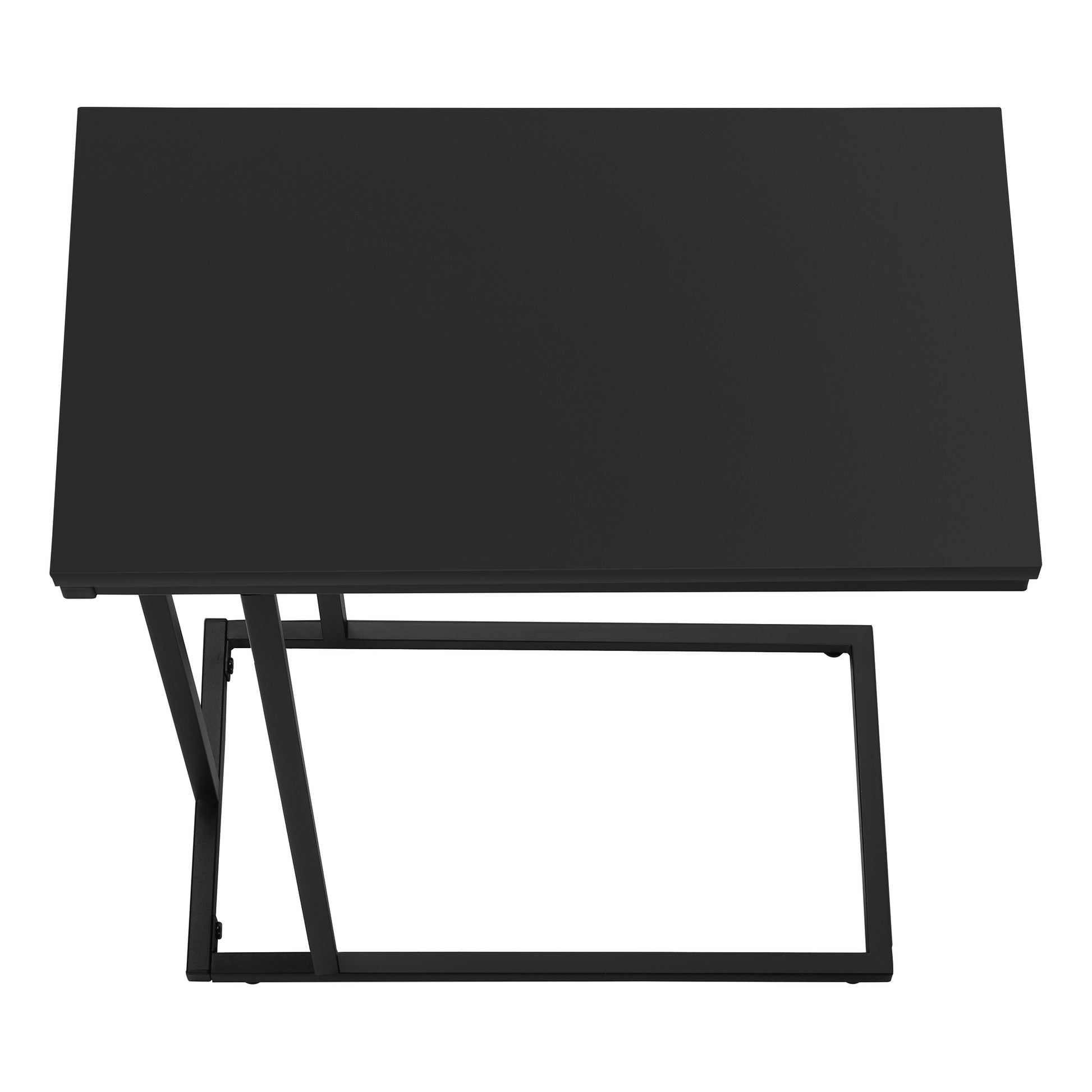Sleek black metal desk with a rectangular minimalist design for modern home offices