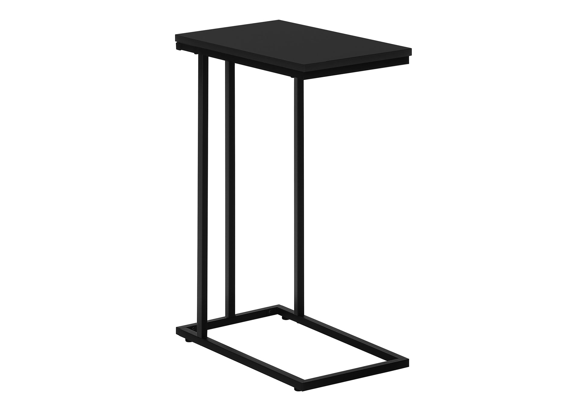 Sleek black metal side table with a modern Cframe design
