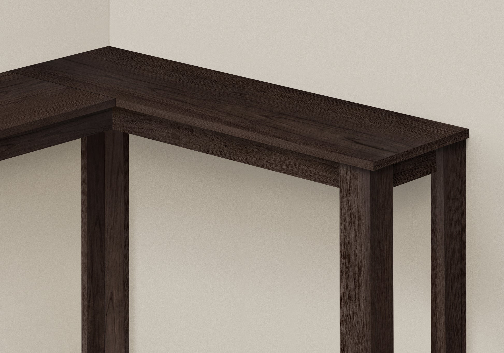 Dark oak corner desk with clean modern lines perfect for home offices