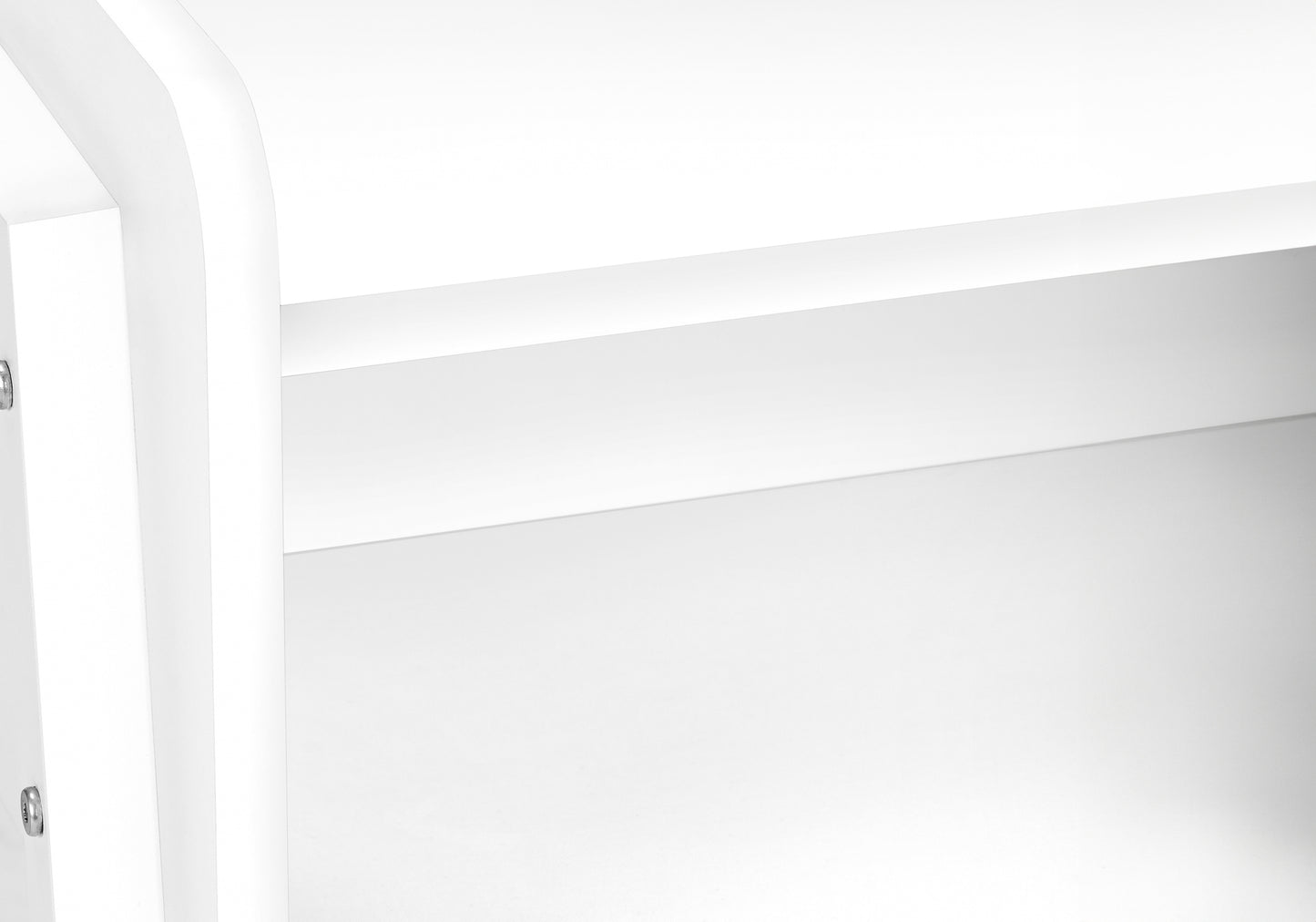 Clean white minimalist shelf unit with a sleek modern design