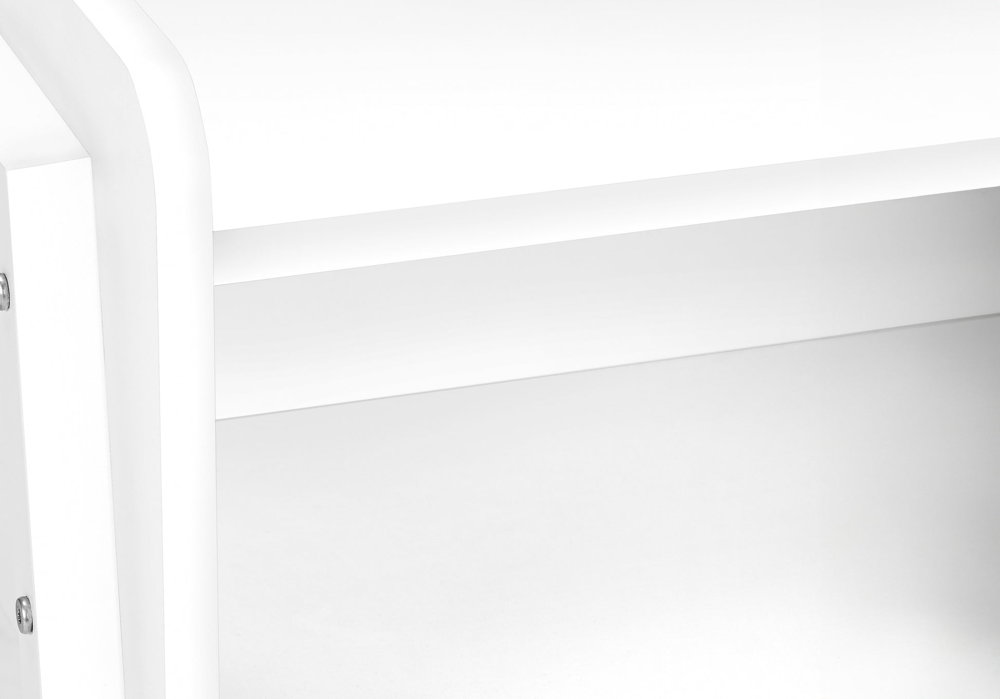 Clean white minimalist shelf unit with a sleek modern design