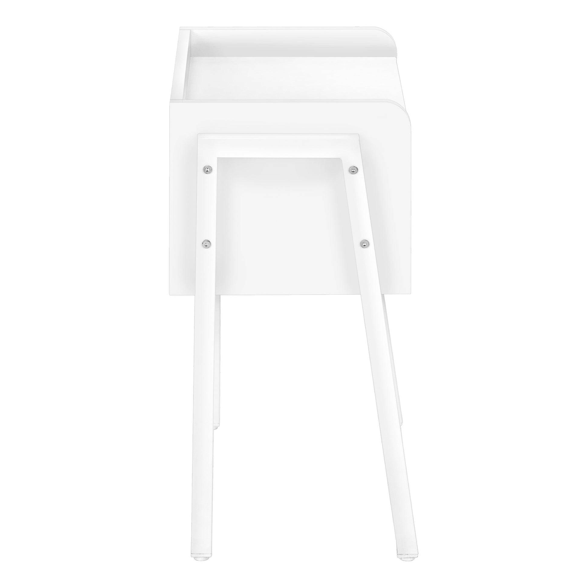 White modern desk with sleek lines and angled legs Perfect for a minimalist home office