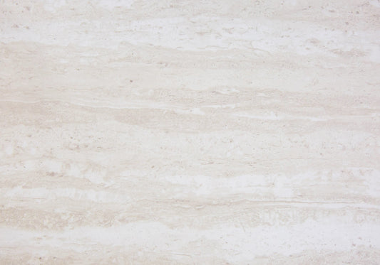 Cream travertine tile with natural linear veining and subtle speckled texture