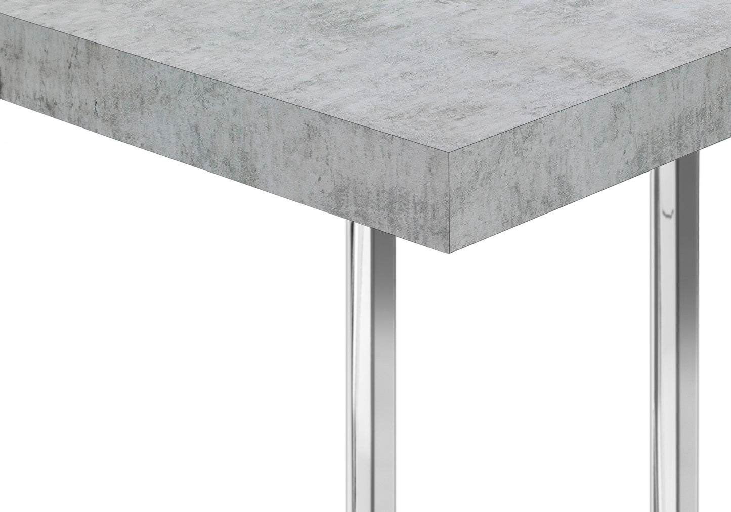 Concrete effect tabletop with polished chrome legs modern dining table
