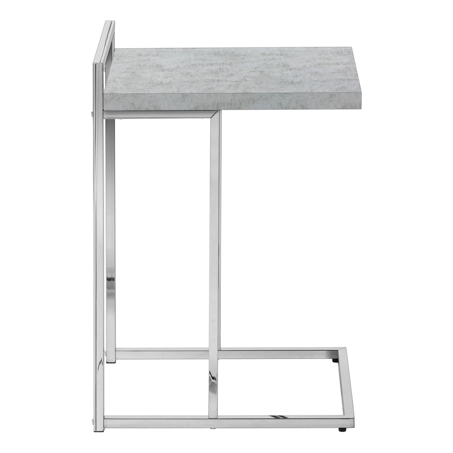 Modern Ctable with concretelook top and polished chrome frame