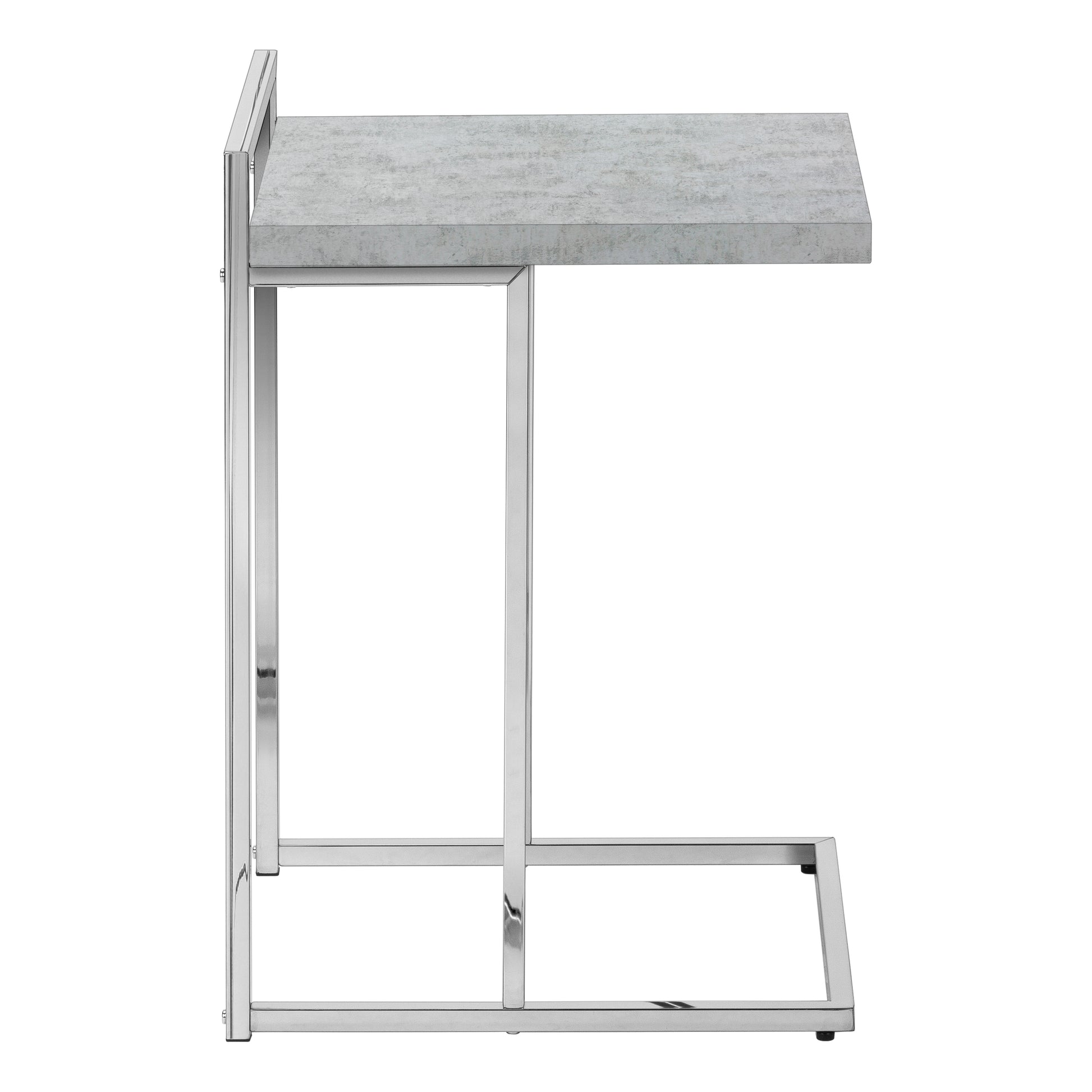 Modern Ctable with concretelook top and polished chrome frame