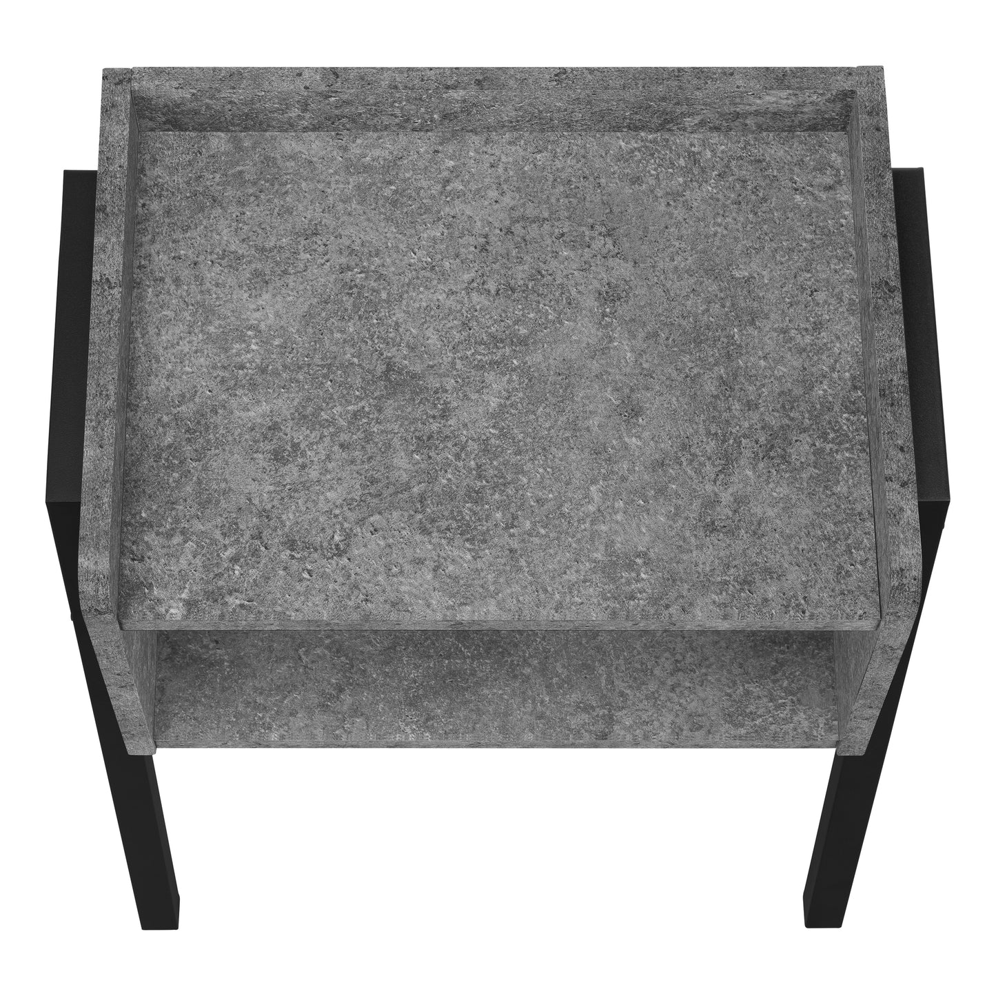 Modern grey textured coffee table with black metal legs minimalist design
