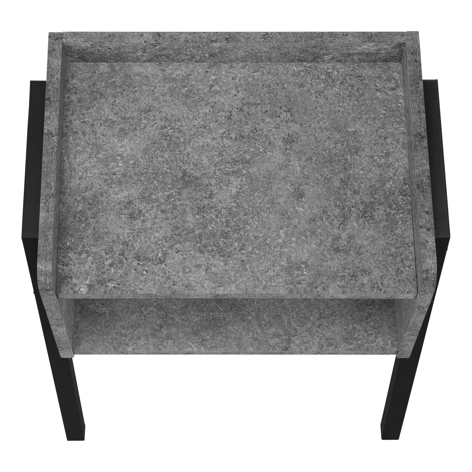 Modern grey textured coffee table with black metal legs minimalist design