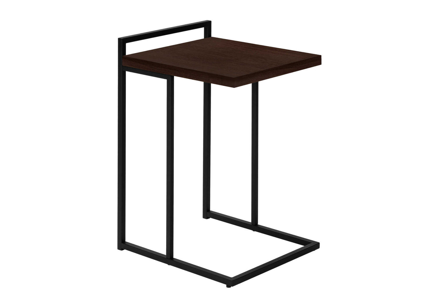 Dark wood ctable with black metal frame perfect for sofa side use