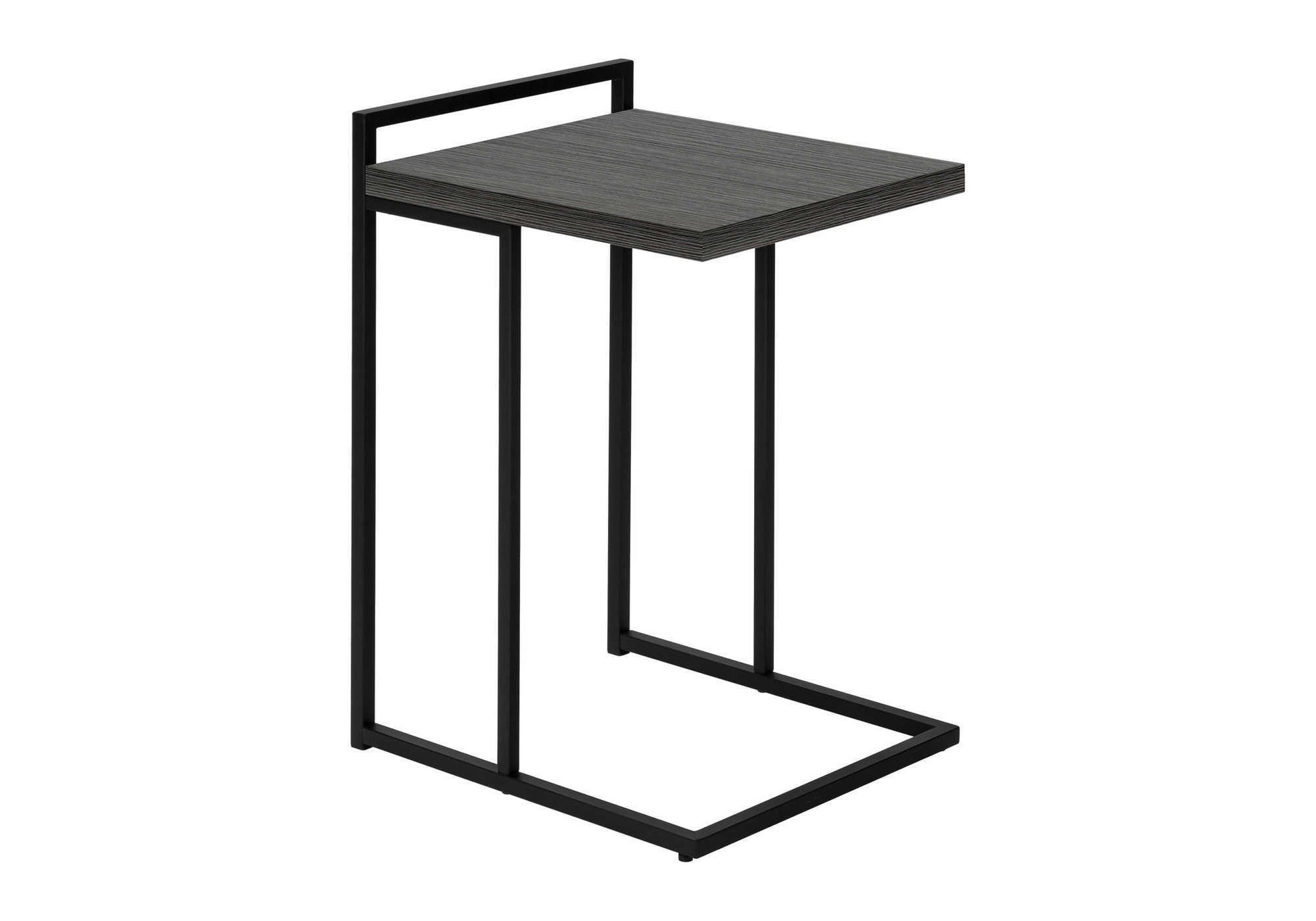 Gray wood grain Ctable with black metal frame