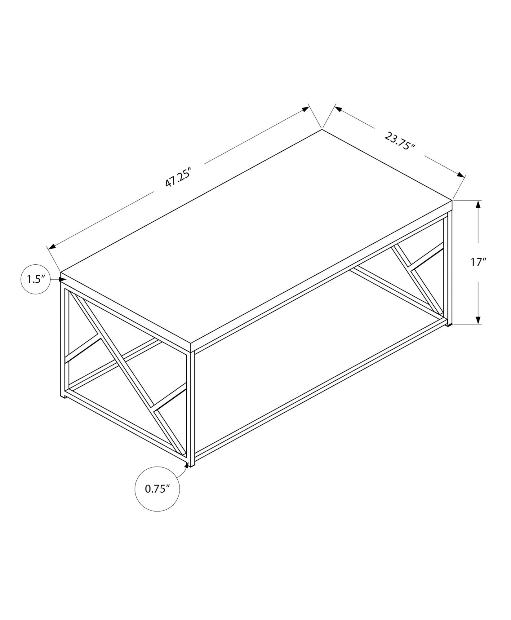 Modern rectangular coffee table with geometric leg supports  L