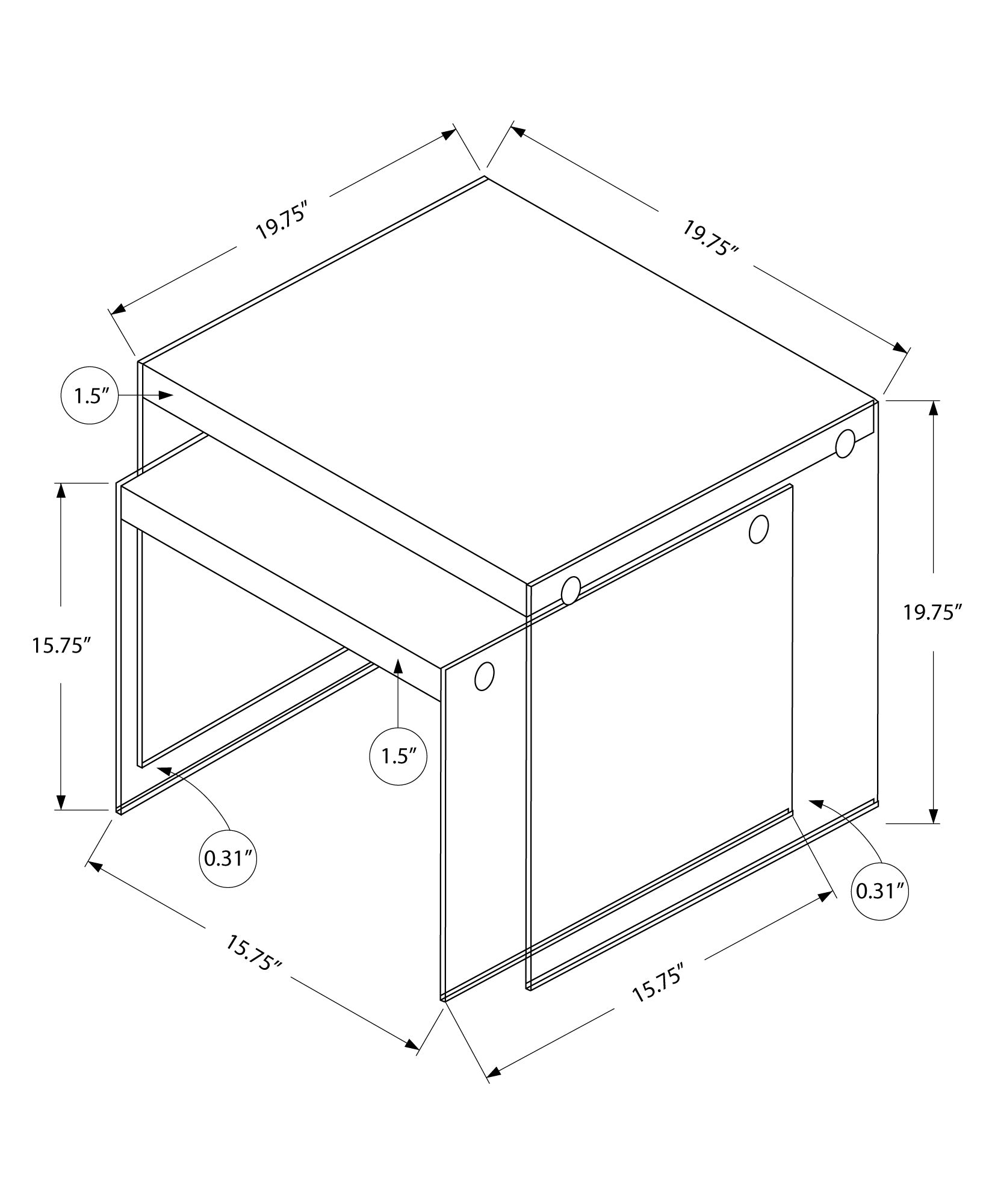 Nesting tables set with clean lines and precise dimensions ideal for modern living spaces