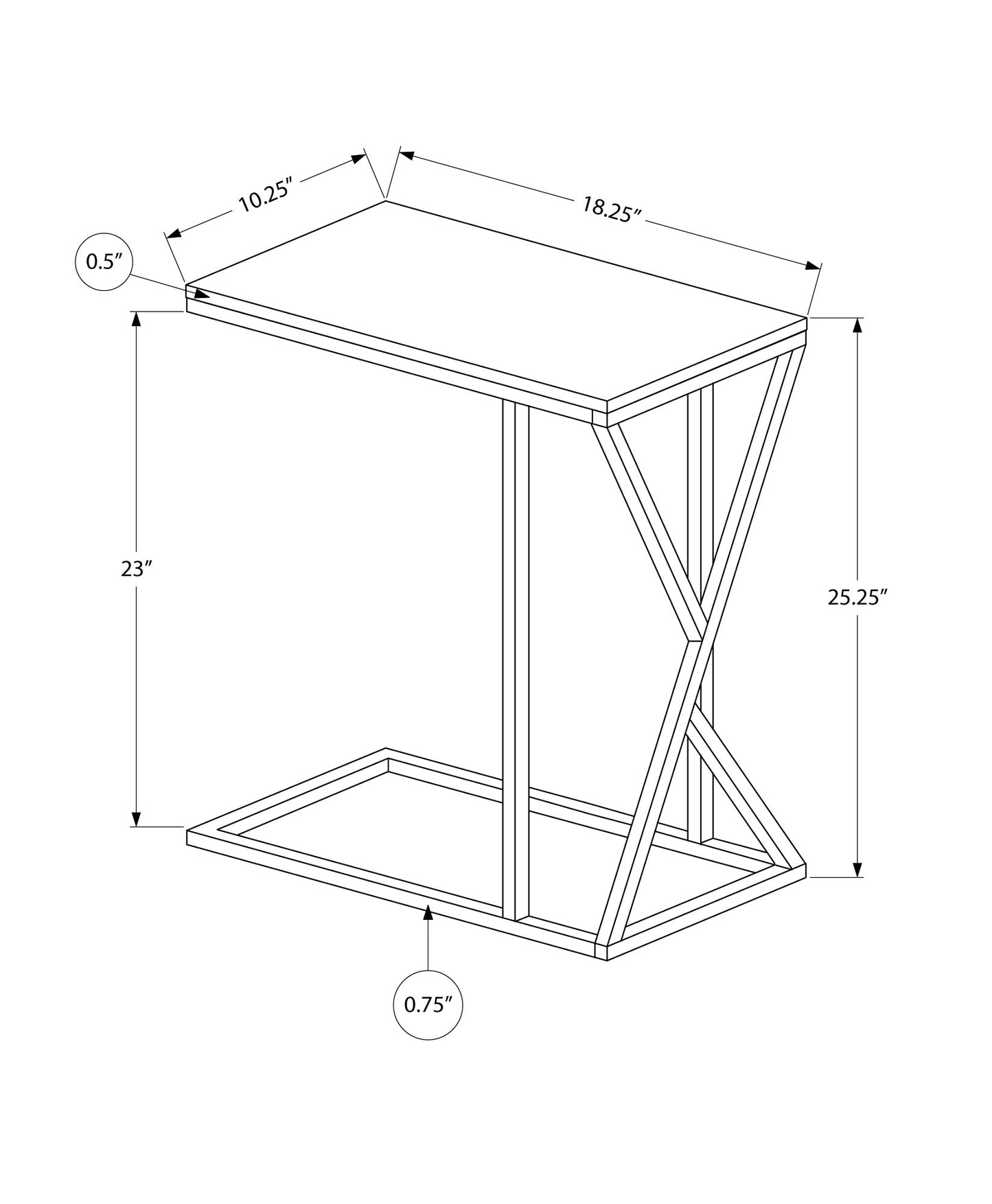 Black metal ctable with geometric base  W x  D perfect for modern living rooms