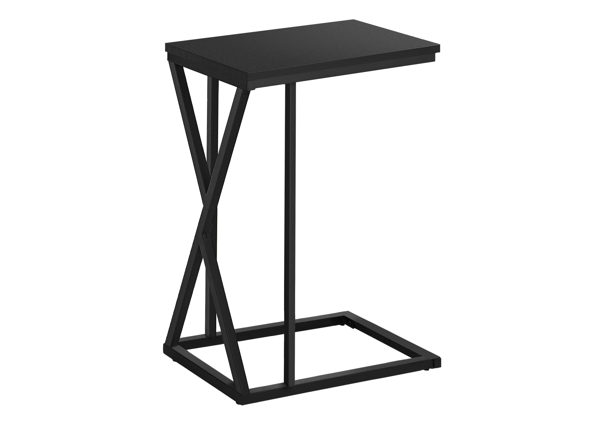 Black metal Ctable with abstract base perfect for living room side table use