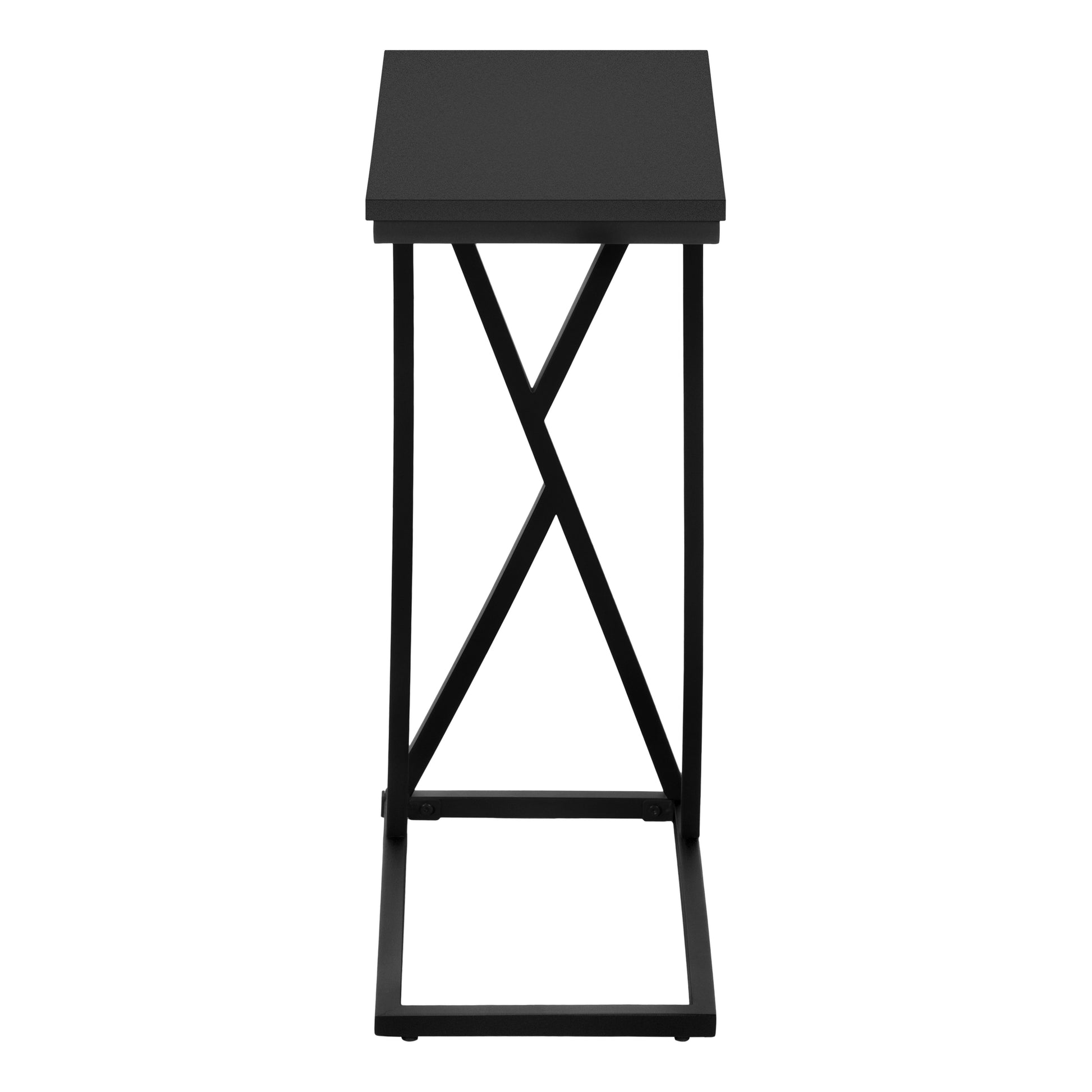 Modern black Ctable with matte finish and crossed metal base