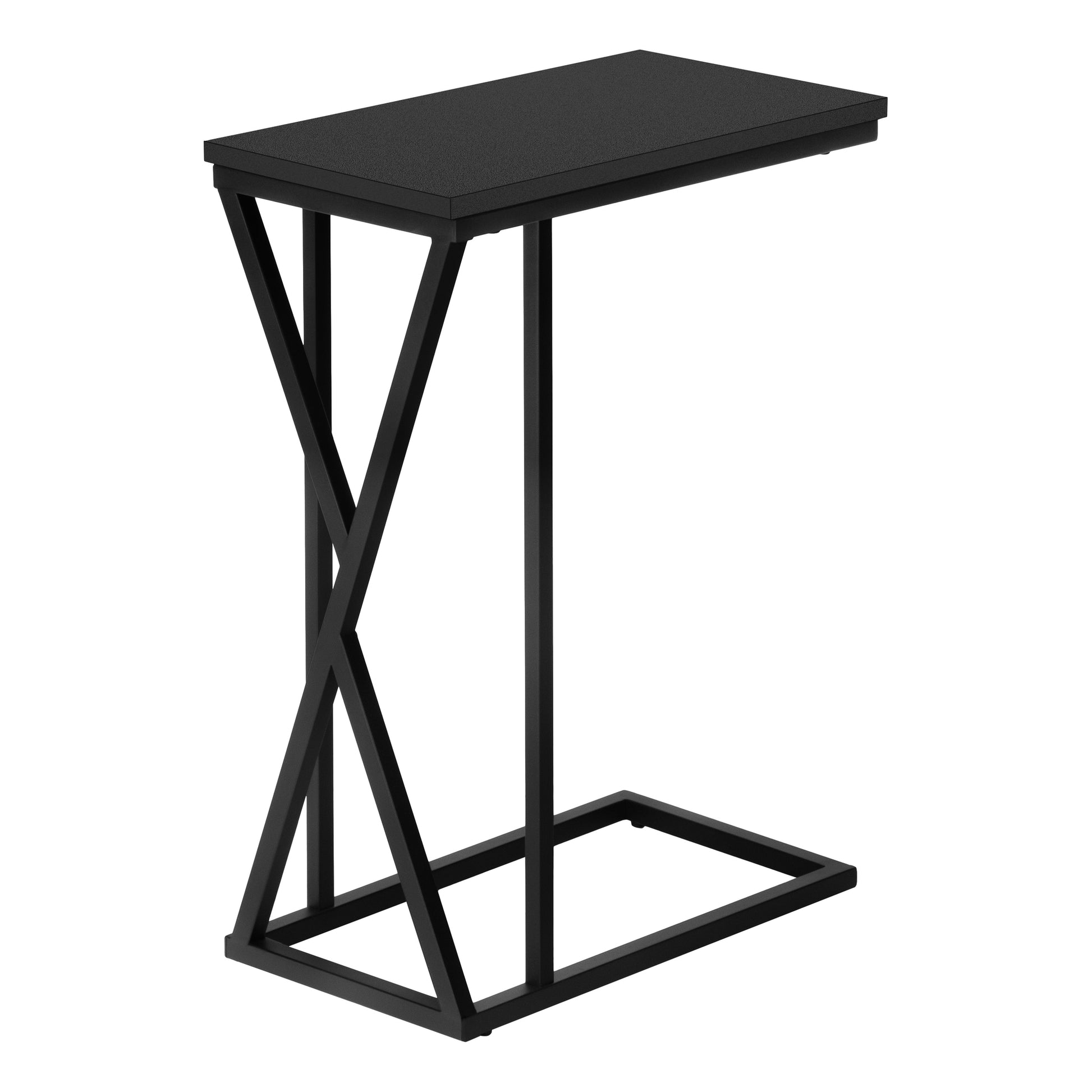 Black metal Ctable with geometric base perfect for living room use