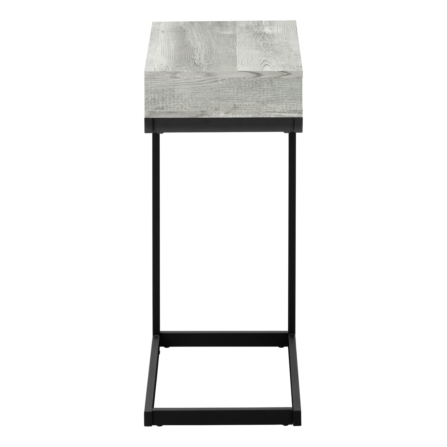 Modern Ctable with distressed grey wood top and black metal frame