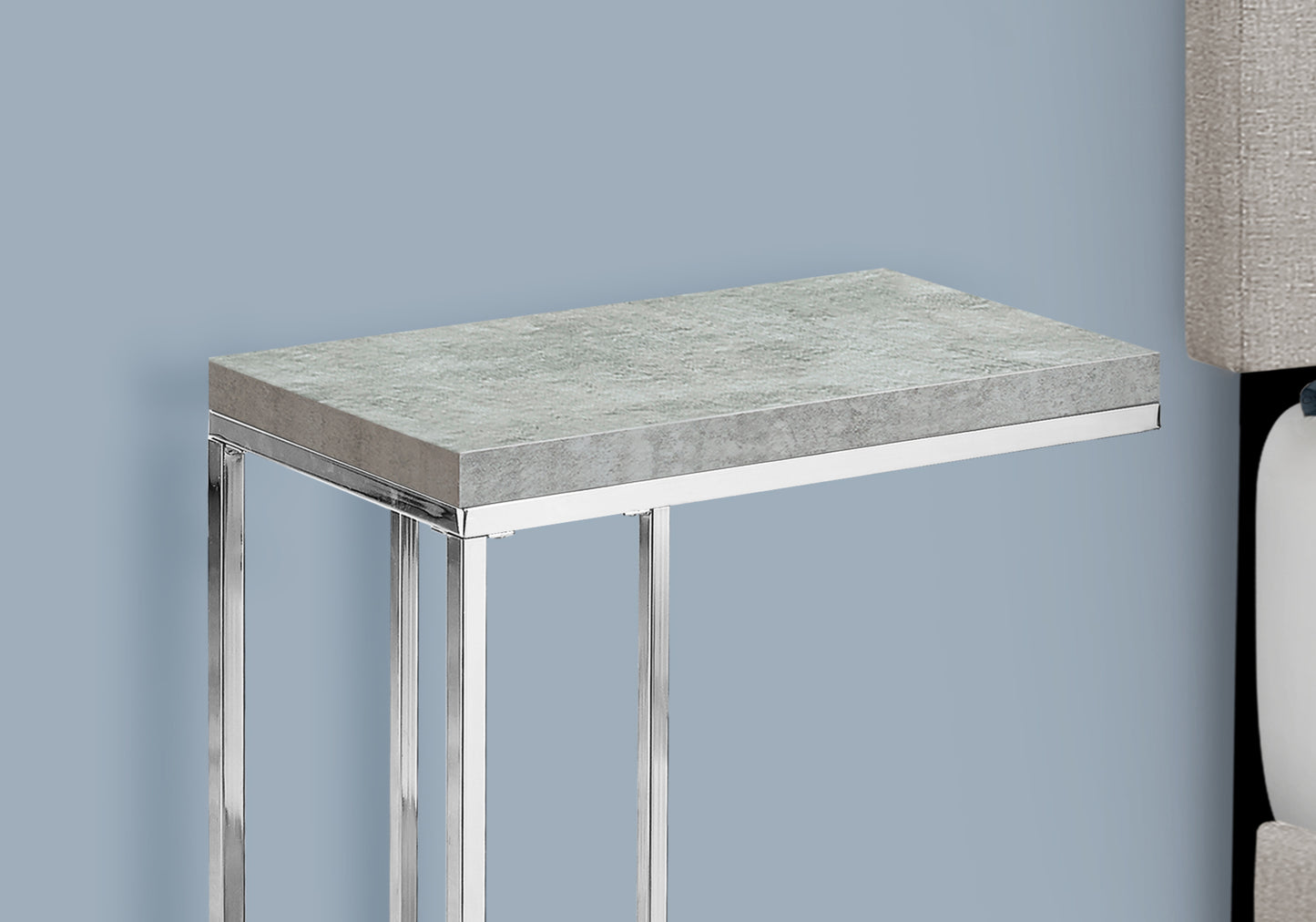 Modern grey concrete top ctable with sleek chrome legs